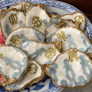 Monogrammed Oyster Shell Decor Ring Dish