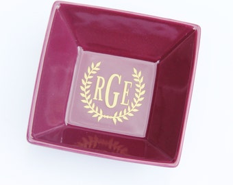 Monogrammed Jewelry Ring Dish in Vibrant Color