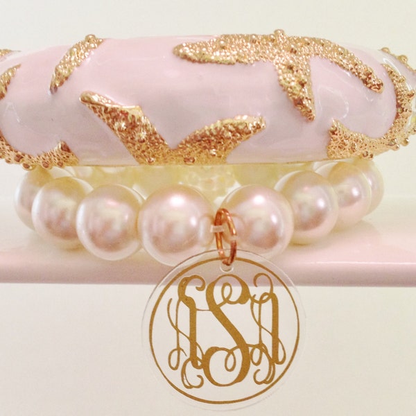 Bestickt Armband-Emaille-Star Fish-Armband mit Perle Stil Stretch Armband