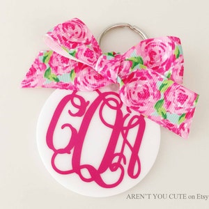 Acrylic Monogram Keychain with Ribbon