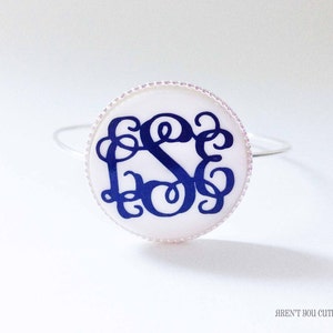 Monogrammed Silver Toned Bangle Bracelet