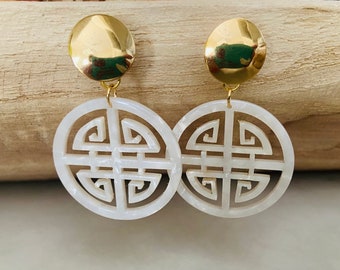 Chinoiserie Pearlized Resin Earrings