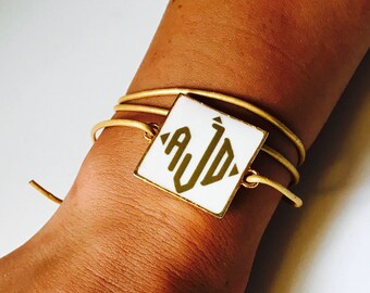 Monogrammed Leather Cord Wrap Bracelet