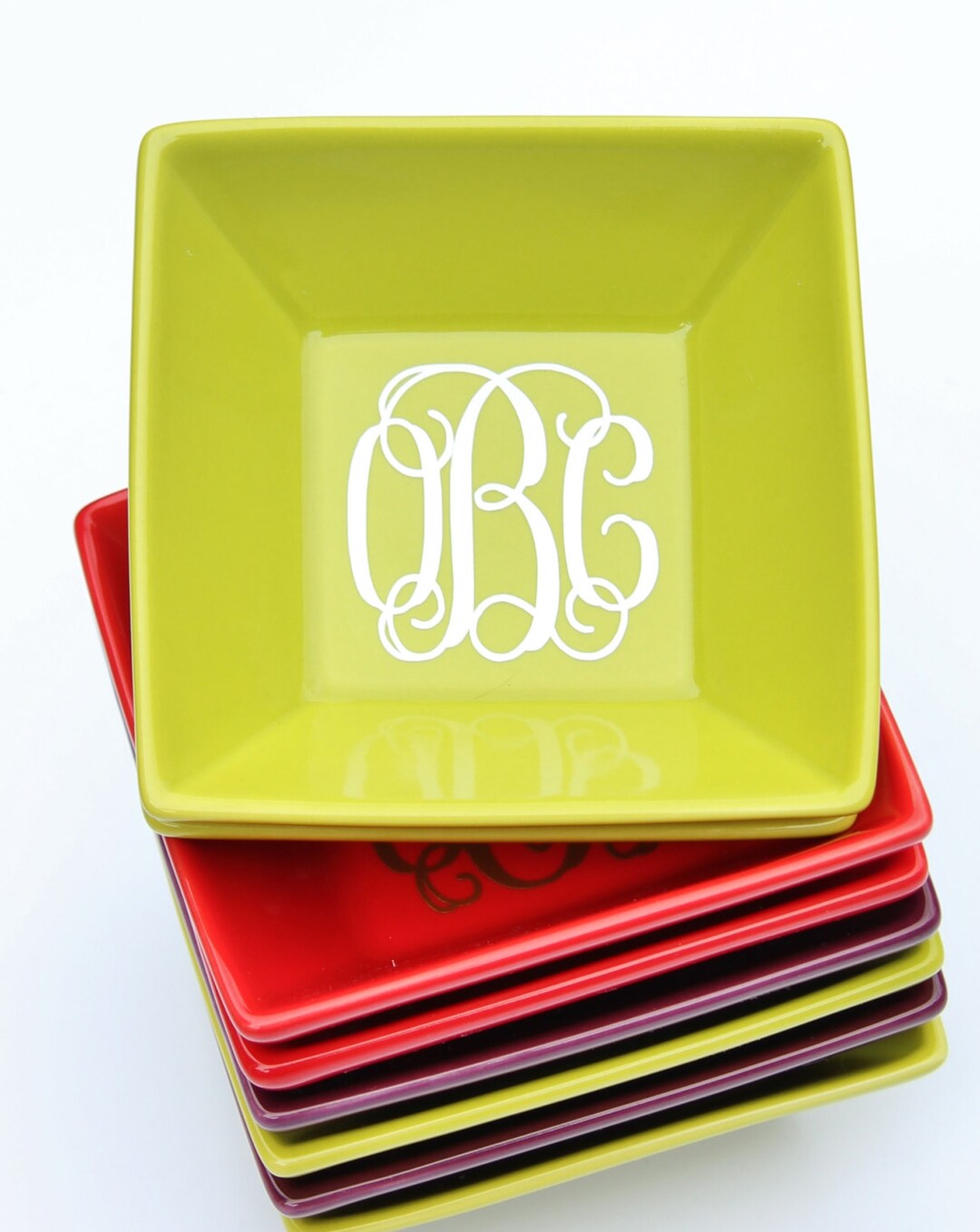 Monogrammed Jewelry Ring Dish in Vibrant Color Etsy