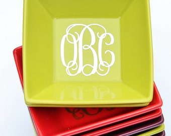Monogrammed Jewelry Ring Dish in Vibrant Color