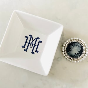Vintage Cipher Monogram Jewelry Ring Dish