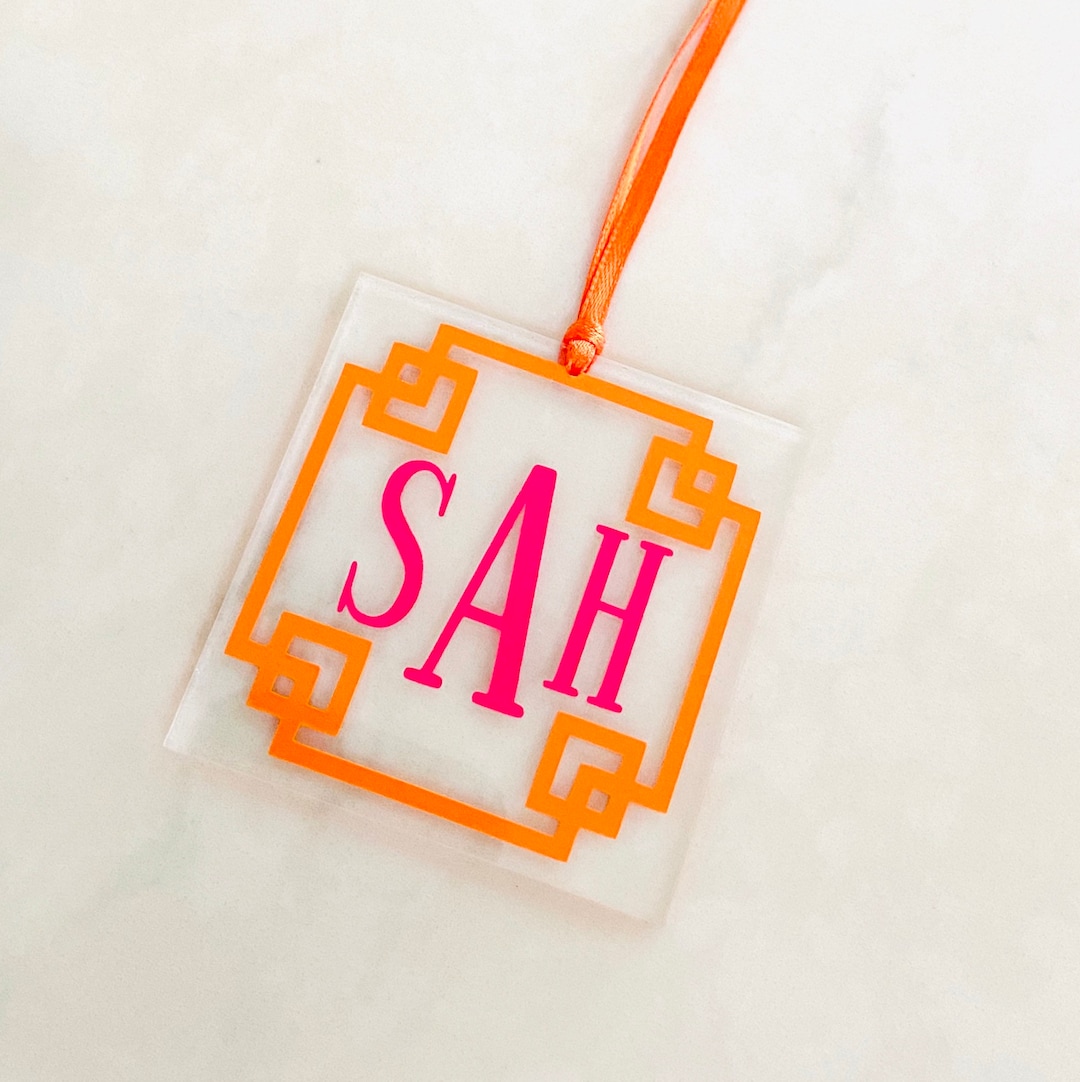 Monogram Tag Acrylic Monogrammed Tag - Etsy