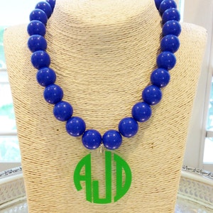 Monogram Necklace: Oversized Beads with Acrylic Pendant