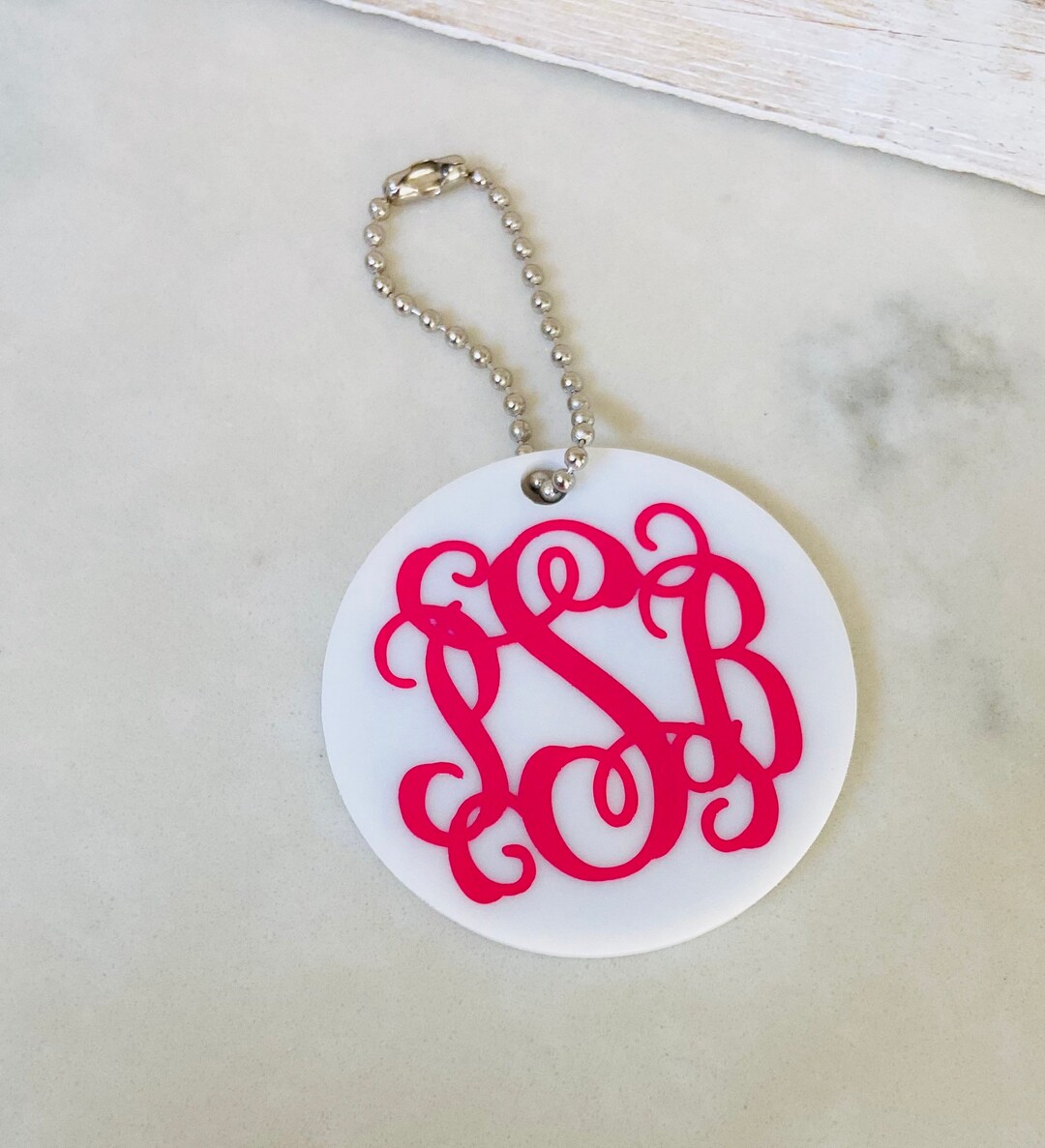 Monogram Tag Acrylic Monogrammed Tag - Etsy