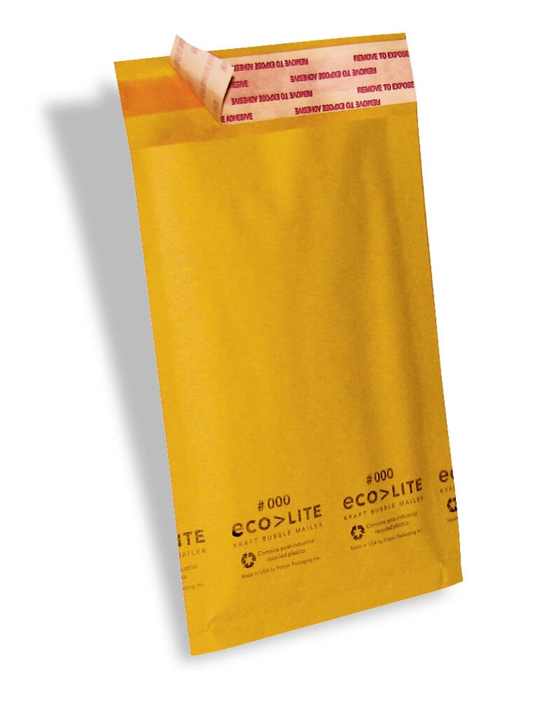 2000 4x8 #000 Ecolite Brand Made In Kraft Bubble Mailers Padded Envelopes USA
