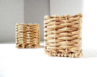 Mini Woven Basket for your Hot Air Balloon creation, Faux Plant Basket, Dollhouse Pet Bed, Small Storage basket 1 3/4" Square