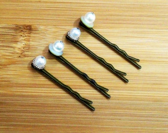 Pearl bobbypins, Genuine Pearl Hair Accessory with Crystal Accents , Special Occasion, Birthday, Mother's Day, Anniversary, gift yourself