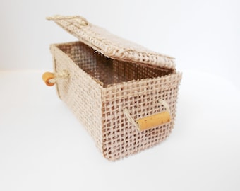 Miniature picnic basket, mini hallway trunk, hope chest, small toy box, dollhouse accessory, mini bedside trunk, doll basket B2