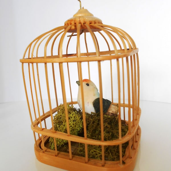 Mini Decorative Bamboo Birdcage for Faux Bird Faux Plant Cage Fairy Garden Gemstone Cage Ornament Home Decor Diorama Terrarium bird cage