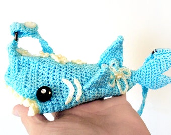 Shark Novelty Purse Mini Wristlet Unique Gift Pearl Embellished, Beach Goer Life Guard Ocean Themed Marine Biologist Aquarium gift for her