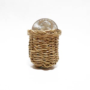 Mini woven basket braided rim 1 1/4&quot; x 1 1/8&quot; wide mini Plant basket Gathering Harvest tall  basket, tiny storage basket dollhouse hamper