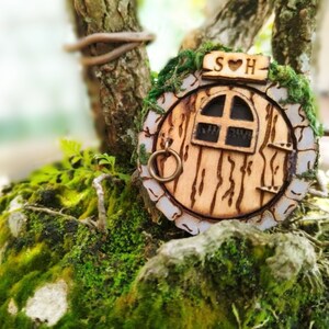 Personalized Fairy or Hobbit House Door, SD memory card Wooden holder magnet, Wedding photos storage box, Gift for fairy tale themed couple image 3