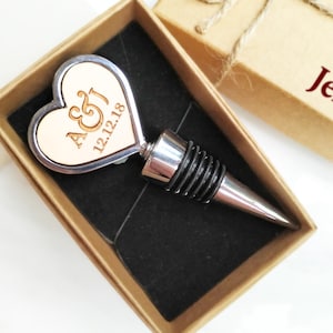 Initials Heart Shape Silver Wine Bottle Stopper, Personalized gift box, Wedding gift for couple,Anniversary gift for husband,Valentines gift Yes, please :)