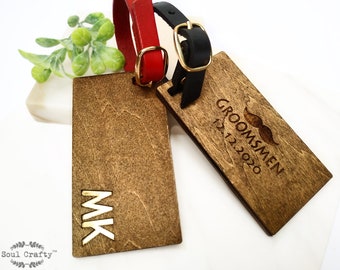 Personalized groomsmen wooden luggage tag, gift for grooms,  customized luggage tags, gift for travel lover, gift for pilot boyfriend