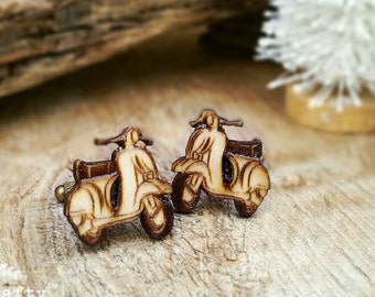 Vespa Scooter Wooden Cufflinks Dad Grooms Best man Groomsman Rustic Wedding Birthday Gift Cuff links