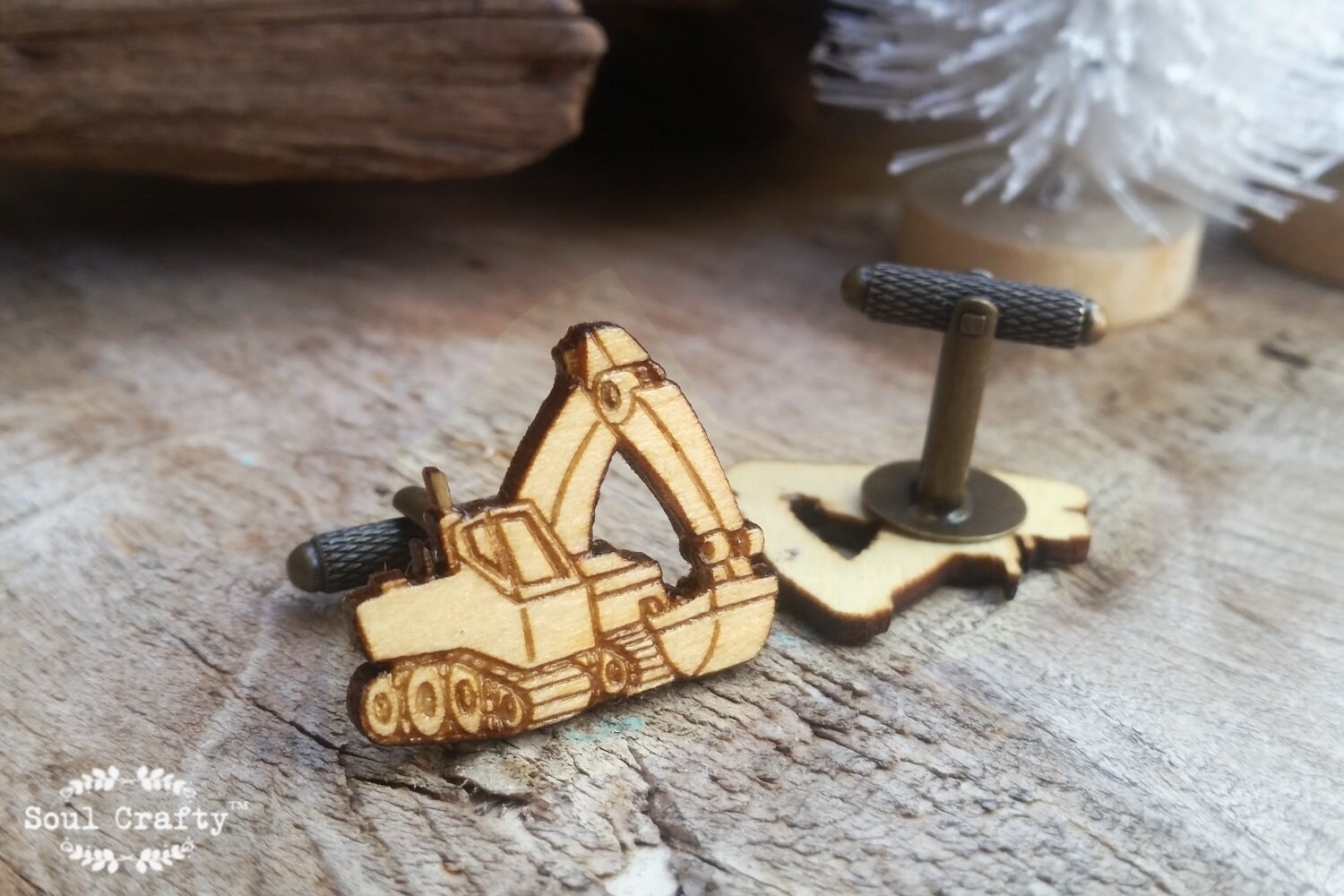 Wooden Excavator Bronze Cufflinks, Bulldozer Cufflinks, Crane Operator ...