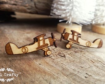 Wooden Vintage Airplane bronze Cufflinks, gift for pilot boyfriend, retro gifts for him, airplane lover gift, vintage airplane jewelry