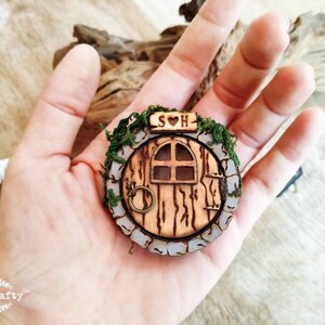 Personalized Fairy or Hobbit House Door, SD memory card Wooden holder magnet, Wedding photos storage box, Gift for fairy tale themed couple image 7