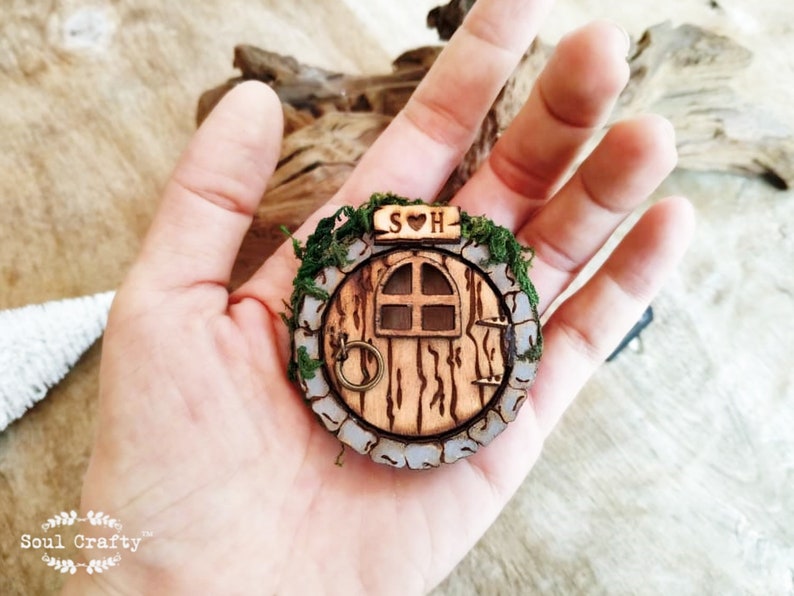 Personalized Fairy or Hobbit House Door, SD memory card Wooden holder magnet, Wedding photos storage box, Gift for fairy tale themed couple image 7