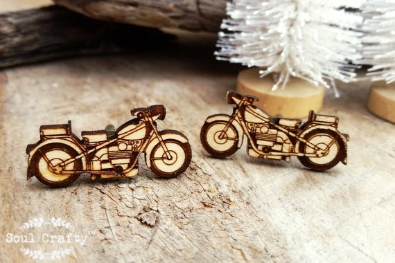 Retro Motorcycle Wooden Cufflinks Motorbike Dad Grooms Best man Groomsman Rustic Wedding Birthday Gift Cuff links Il_570xn