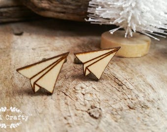 Wooden origami paper airplane bronze cufflinks, paper plane cuff links, gift for Dad on father's day. Valentines gift for him,gift for groom