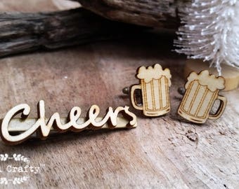 Beer mug mega pint Wooden Cufflinks Cheers Tie Clips Lager Cuff links Dad Grooms Best man Groomsman Rustic Wedding Birthday Gift Cuff links