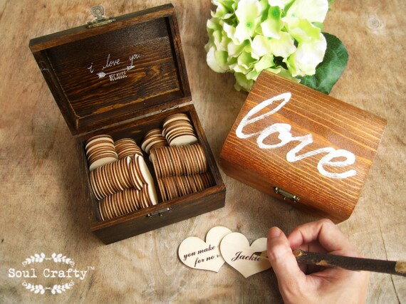 50 reasons "I love you because ..." Wooden Heart Message Rustic Gift Box Valentine Day Wedding Anniversary Mothers day For Him For Her Gift Il_570xn