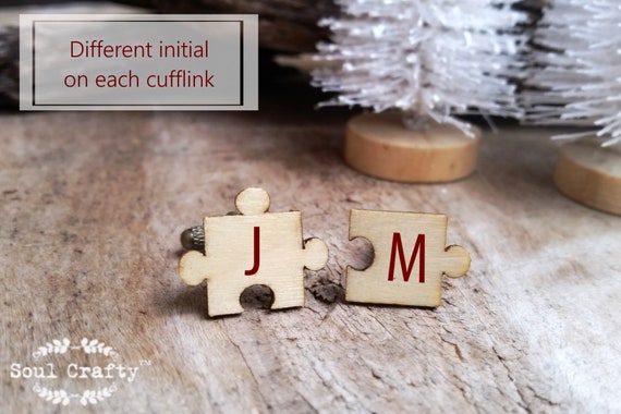 5 year anniversary puzzle piece cufflinks Cufflinks gifts for men wood Groom cuff links Wedding Cufflinks