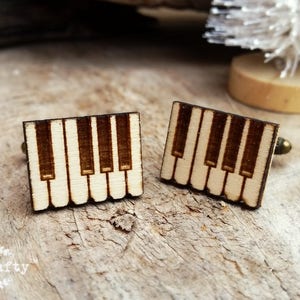 Wooden Piano Key bronze Cufflinks, Keyboard cufflinks, gift for piano player, gift for piano player, gift for piano teacher, gift for him