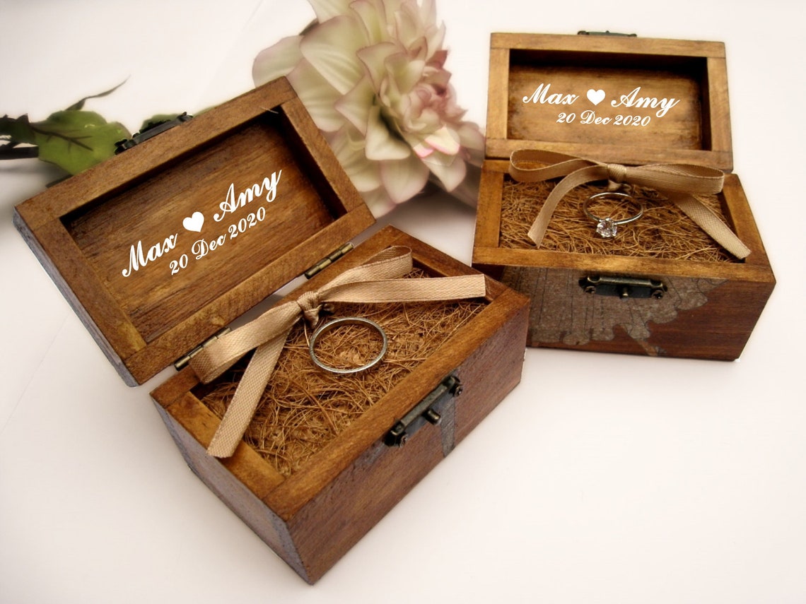 Personalized Rustic Ring Bearer Box Rustic Wedding Vintage Etsy