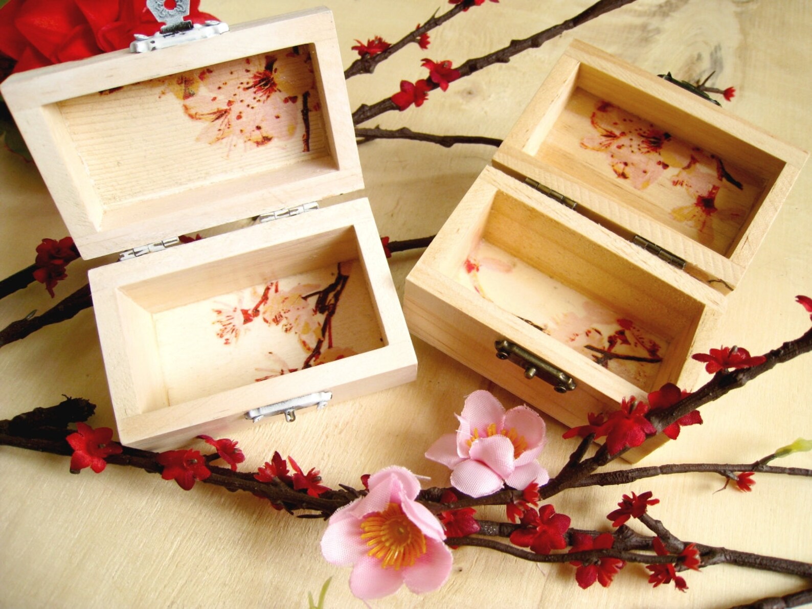Personalized Small Sakura Wooden Box Cherry Blossom Ring Etsy UK