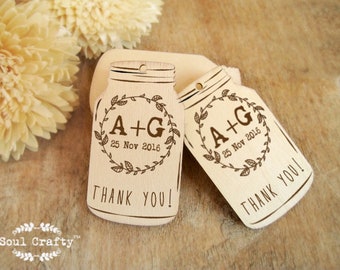 mason jar gift tags, wooden thank you tag, mason jar tags wedding, gift tags with names, gift tags for bridal shower, favor tags wedding