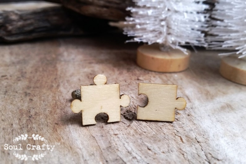 Wooden Jigsaw Puzzle bronze cufflinks, puzzle pieces cuff links, Wedding gift for grooms, anniversary gift for husband, valentine's day gift ~ nothing ~