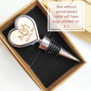 Initials Heart Shape Silver Wine Bottle Stopper, Personalized gift box, Wedding gift for couple,Anniversary gift for husband,Valentines gift No, thank you :)