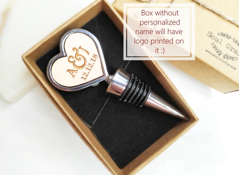 Initials Heart Shape Silver Wine Bottle Stopper, Personalized gift box, Wedding gift for couple,Anniversary gift for husband,Valentines gift No, thank you :)