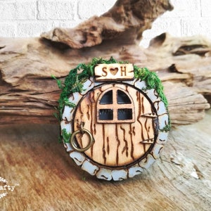 Personalized Fairy or Hobbit House Door, SD memory card Wooden holder magnet, Wedding photos storage box, Gift for fairy tale themed couple image 4