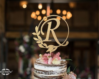 Personalized round monogram cake topper, cake topper initial, topper for wedding cake, minimalist cake topper, cake cutting, rustic wedding