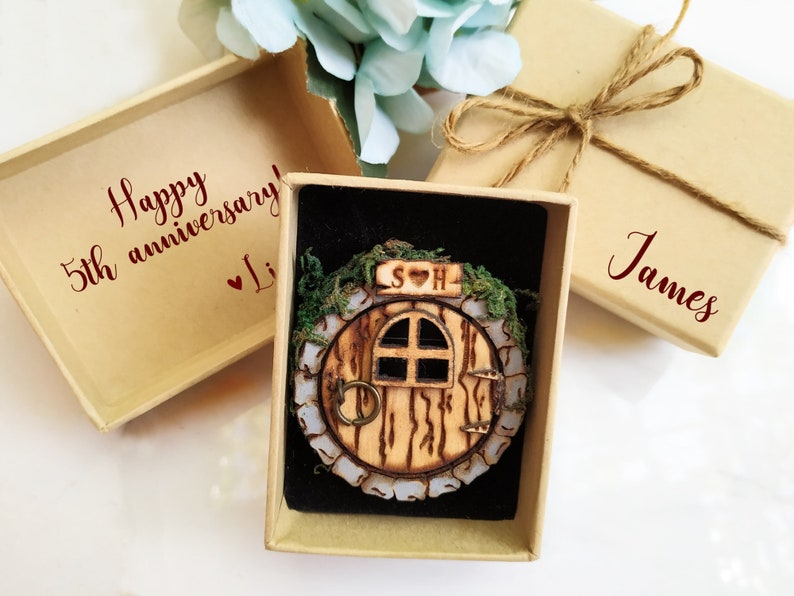 Personalized Fairy or Hobbit House Door, SD memory card Wooden holder magnet, Wedding photos storage box, Gift for fairy tale themed couple image 9