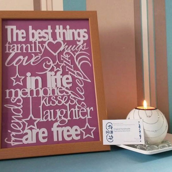 Best things in life paper cut template, Digital download, Personal use only.