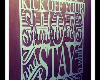Kick off your shoes and stay a while - DIY papercutting template.