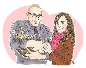 20 x 10 pouces Portrait d'animal de compagnie personnalisé Portrait numérique pour anniversaire, Saint-Valentin, Fête des Mères, Fête des Pères