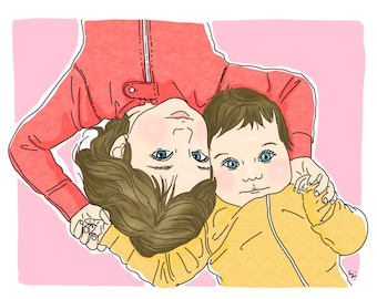 Portrait de bébé, portrait de soeur, portrait d'enfants, princesses, enfants heureux, portrait de petite fille (8 x 10)