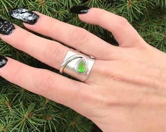 Ammolite Sterling Silver Ring, Size 7, Tear Drop, One Of A Kind