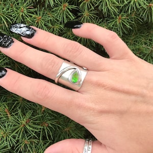 Bague en argent sterling ammolite, taille 7, larme, unique en son genre