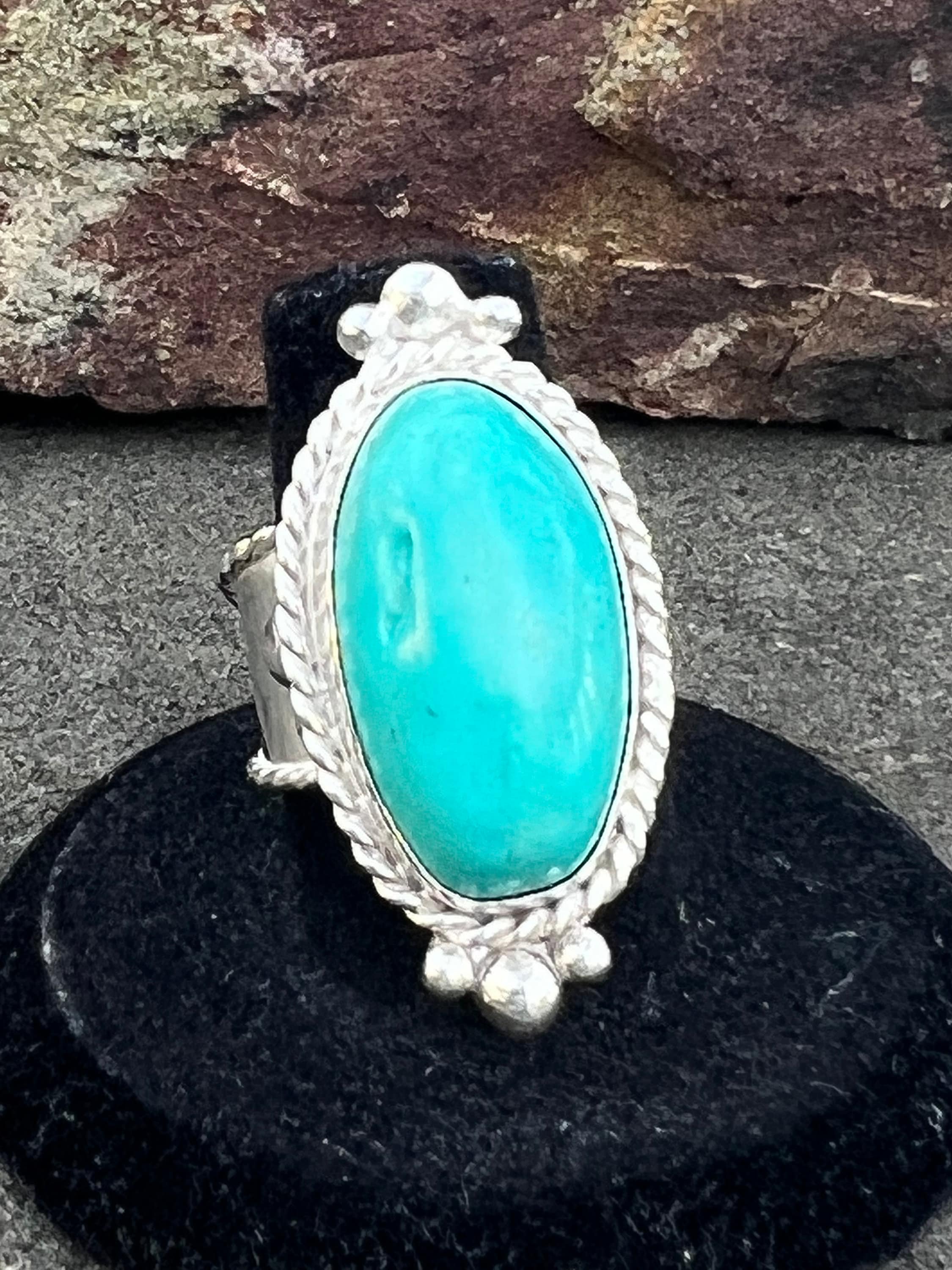 Turquoise and Sterling Silver Wide Band Ring Size 7, One of a Kind. - Etsy